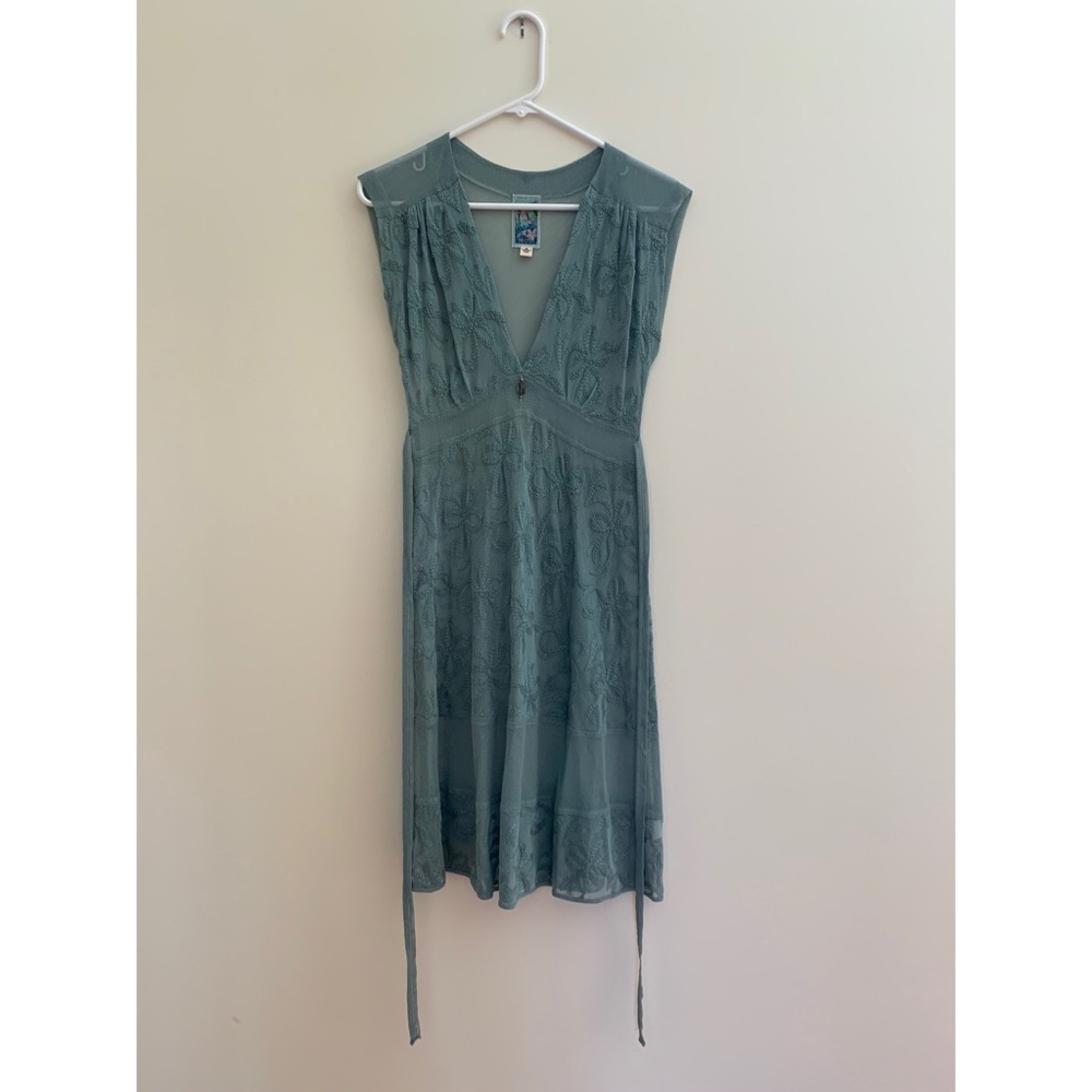 Burning Torch Embroidered Sheer Dress